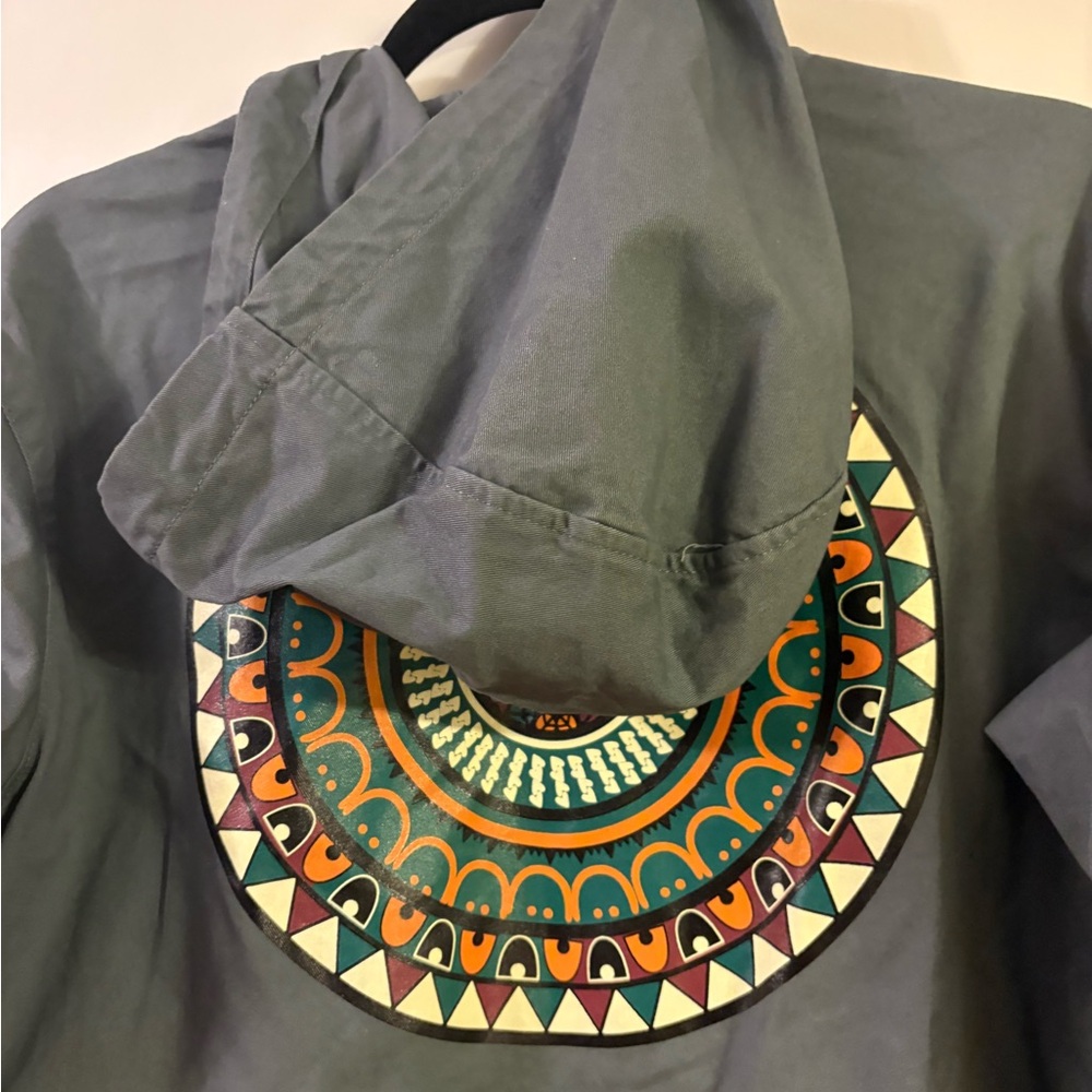 Gray Jacket with Colorful Mandala Design